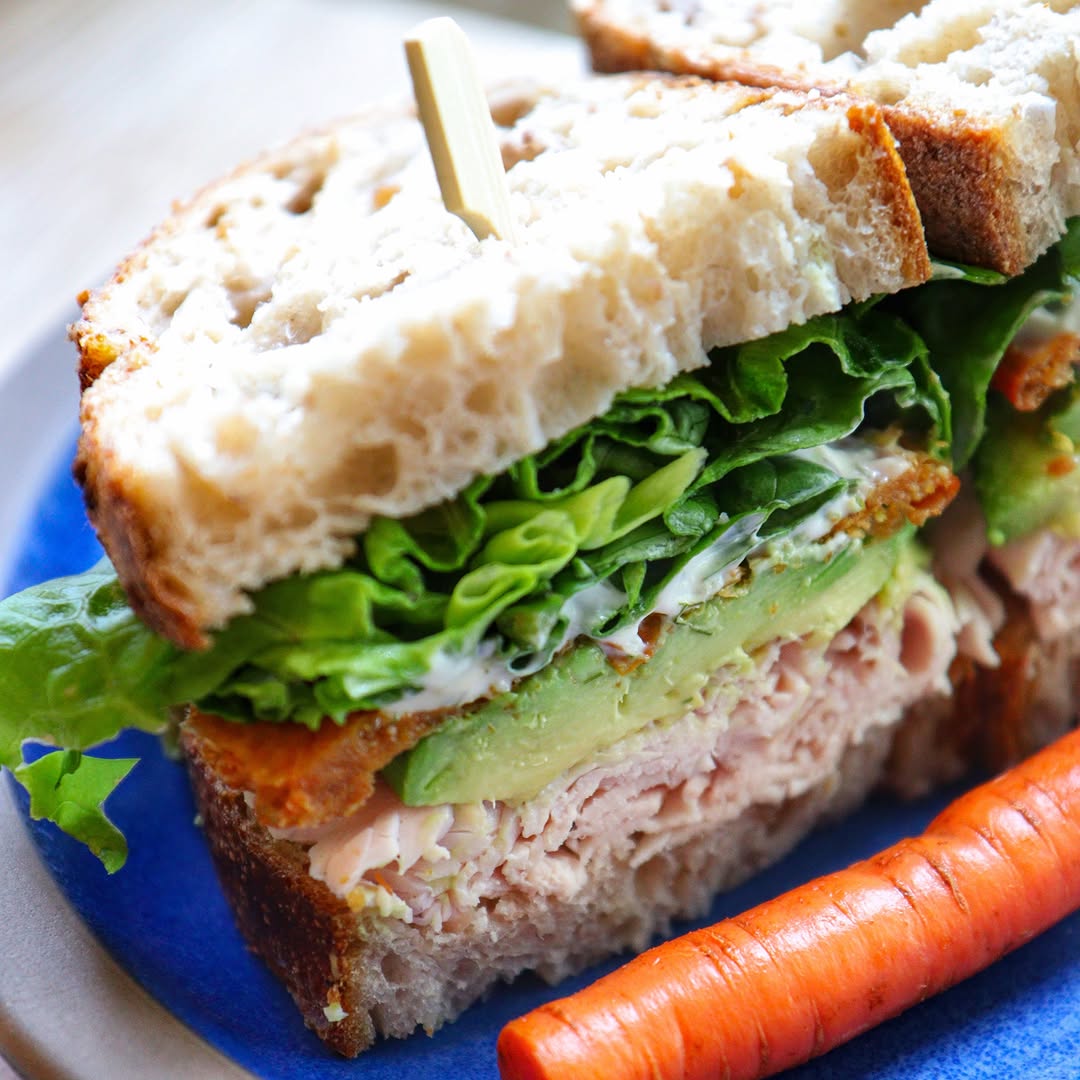 Classic turkey avocado sandwich